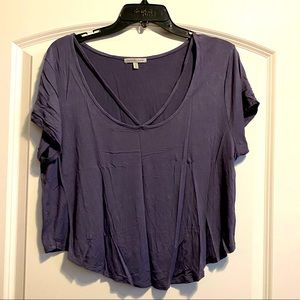 Purple crop tee with straps in the front